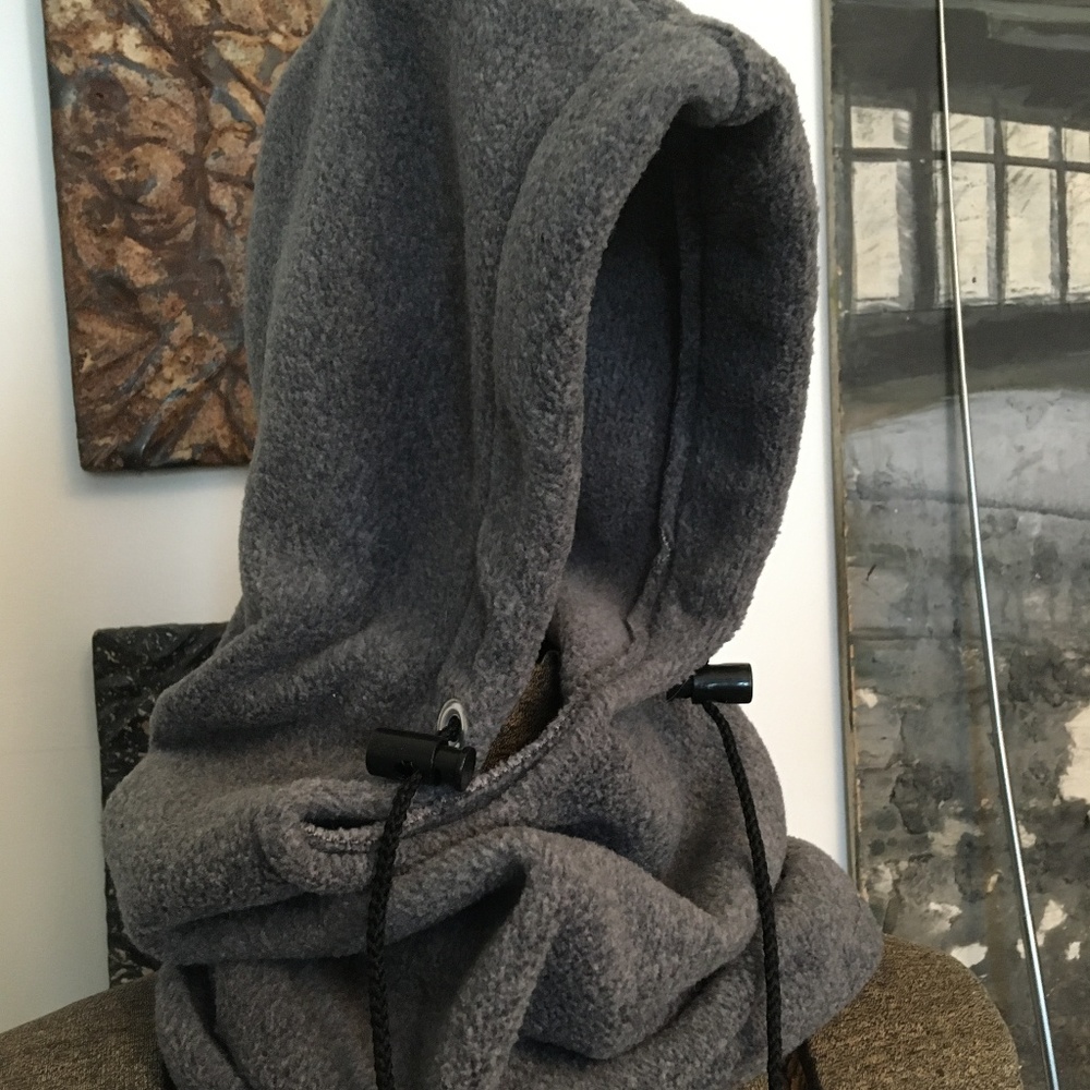 Gray fleece balaclava style hood/scarf